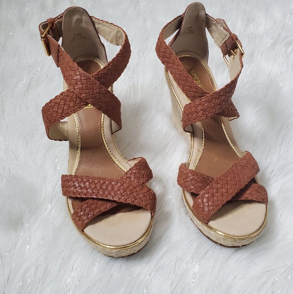 Sperry Brown Leather Espadrille Size 7.5